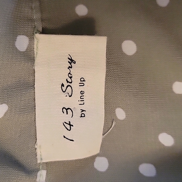 143 STORY BY LINE UP Sage White Polka Dot Bow Tie Long Sleeve Castlecore Blouse - Picture 6 of 8